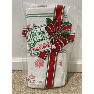 American Tissue Corp Holiday Season Decorator Table Cover Vintage Christmas NEW